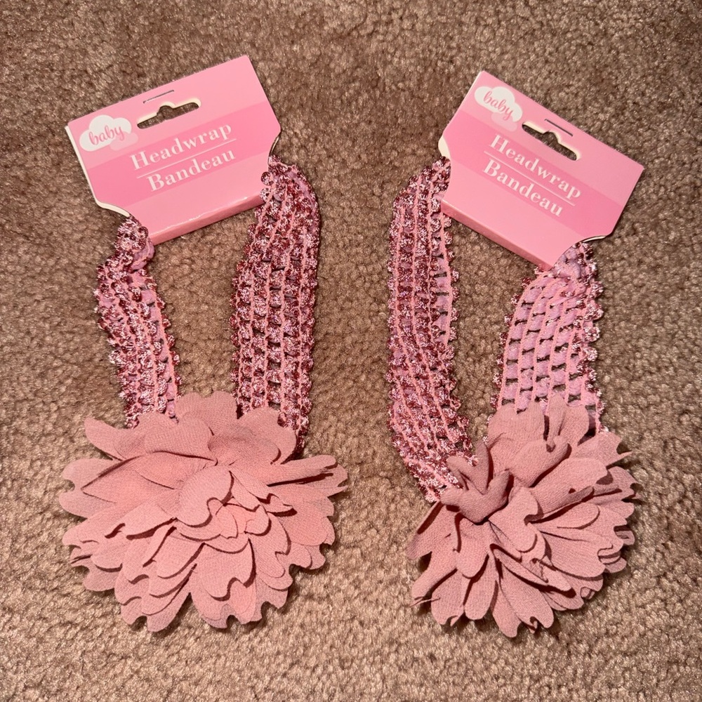 2 Pink Baby Headwrap’s